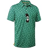 ZITY Men Golf Polo Shirts Short Sleeve Striped UPF 50+ Moisture Wicking Casual Collared Print T-Shirt for Men