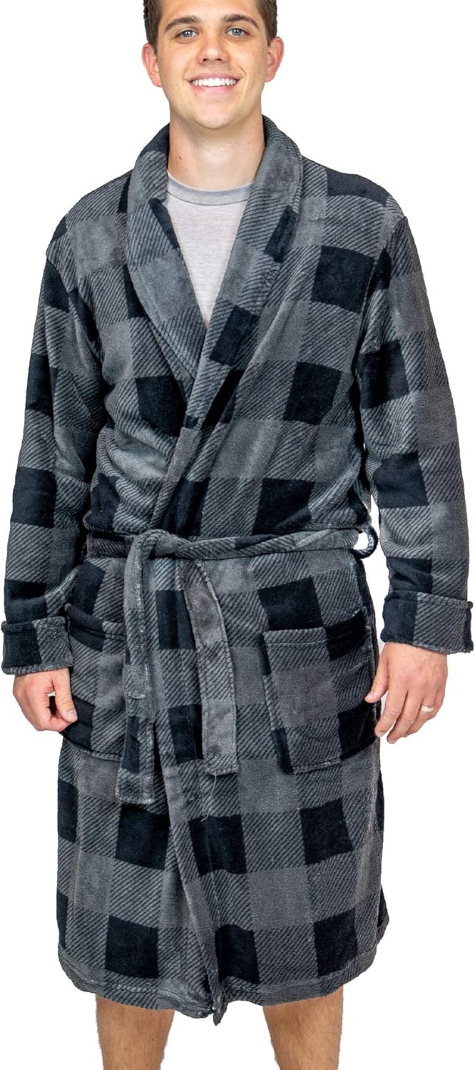 Lazy One UltraCozy Plaid Bathrobes for Men Clothing