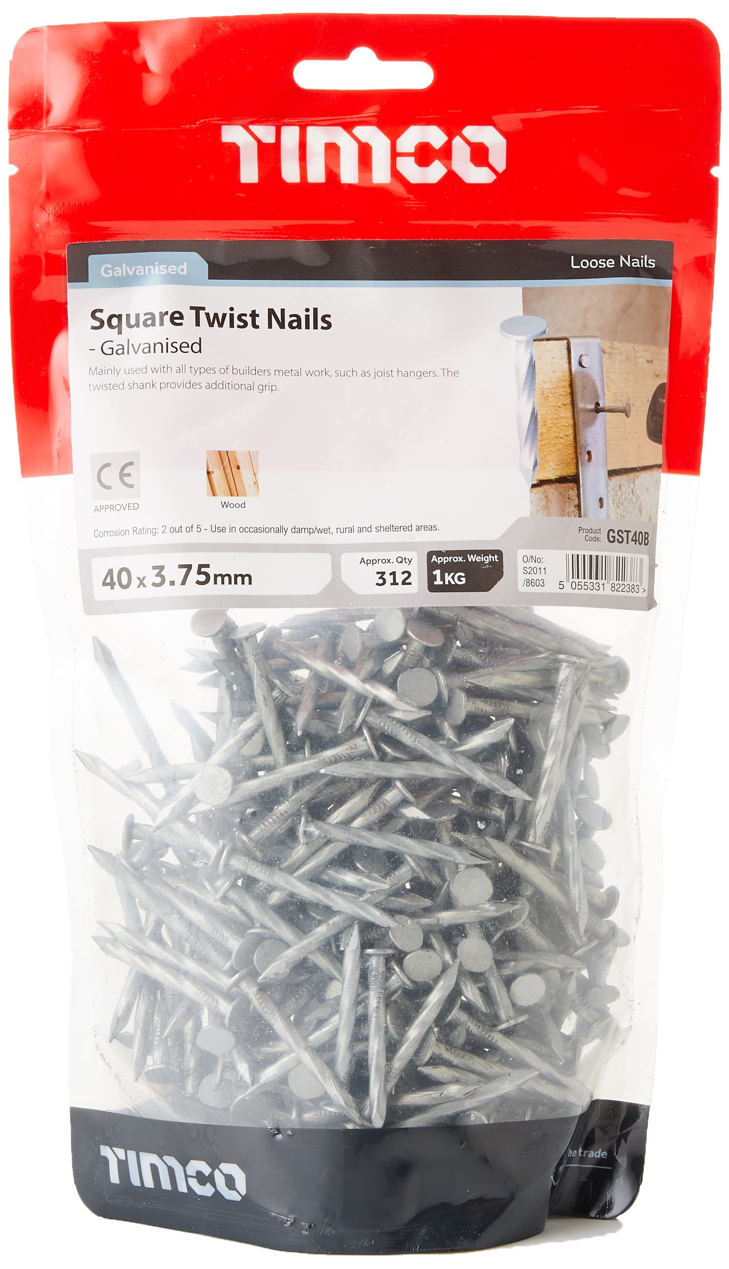 TIMCO Galvanized Square Twist Nail - 40 x 3.75-1kg Bag
