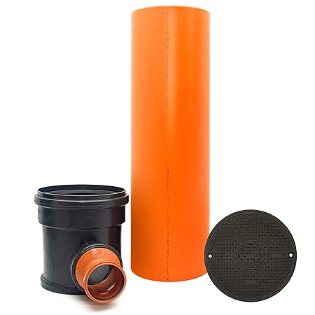 KG Kontrollschacht Revisionsschacht Abwasserschacht Schacht DN315 / 2 x DN110, Rohr, Deckel, Komplett SET