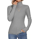 Biffxeu Turtleneck Sweaters for Women Ribbed Long Sleeve Pullover Sweater Slim Fit Jumpers Casual Trendy Knit Tops