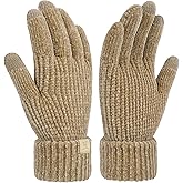 FZ FANTASTIC ZONE Winter Gloves for Women, Chenille Warm Knit Work Touchscreen Womens Gloves for Cold Weather Gifts
