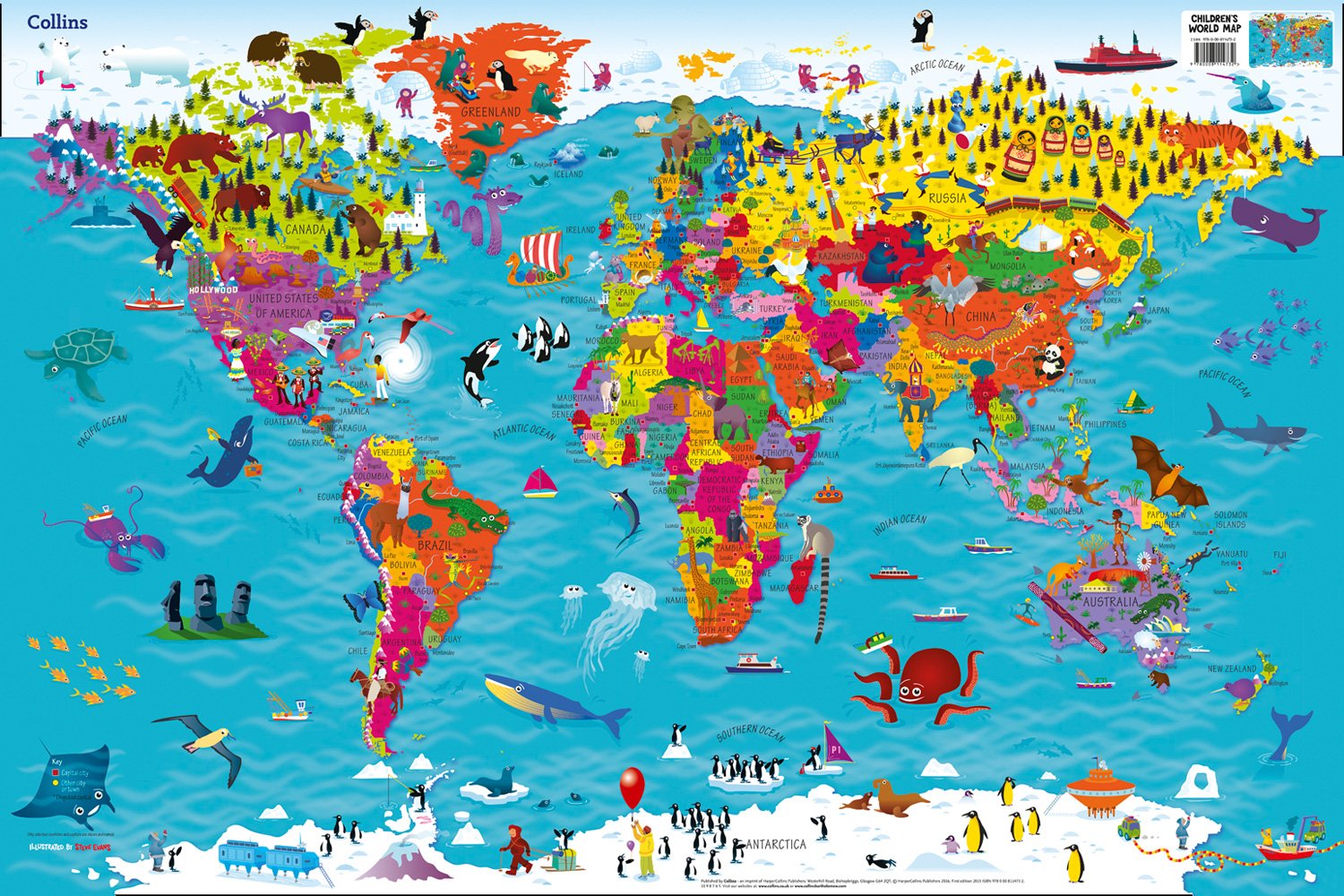 childrens wall map of the world Collins Children S World Wall Laminated Map Amazon Co Uk Collins childrens wall map of the world