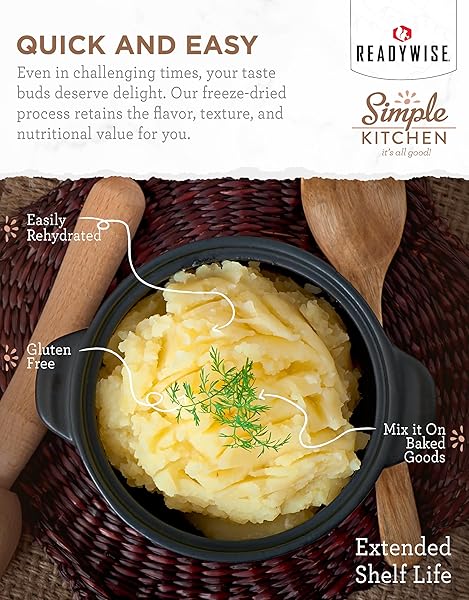 READYWISE SIMPLE KITCHEN HOMESTYLE MASHED POTATOES, 45 SERVINGS – GLUTEN-FREE FREEZE-DRIED MRE FOR EMERGENCY FOOD SUPPLY, LONG-TERM STORAGE, CAMPING, SURVIVAL, AND DISASTER PREPAREDNESS, #10 CAN