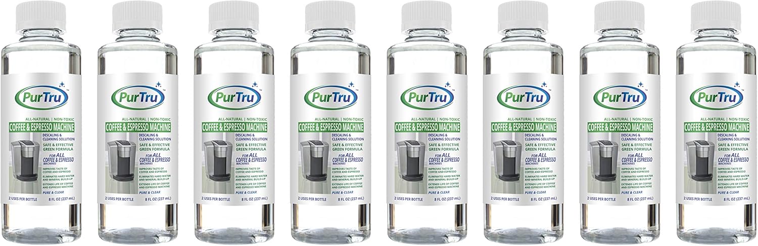 Coffee and Espresso Machine Descaling and Cleaning Solution (8 Pack) - All Natural Descaler and Cleaner For Keurig, Bunn, Delonghi, Nespresso and All Drip Coffee, Espresso and Single Cup Machines