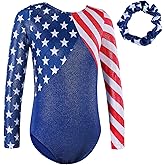BAOHULU Girls Christmas Gymnastics Leotards Sparkle Athletic Clothes Dance Set with Matching Hair Scrunchie