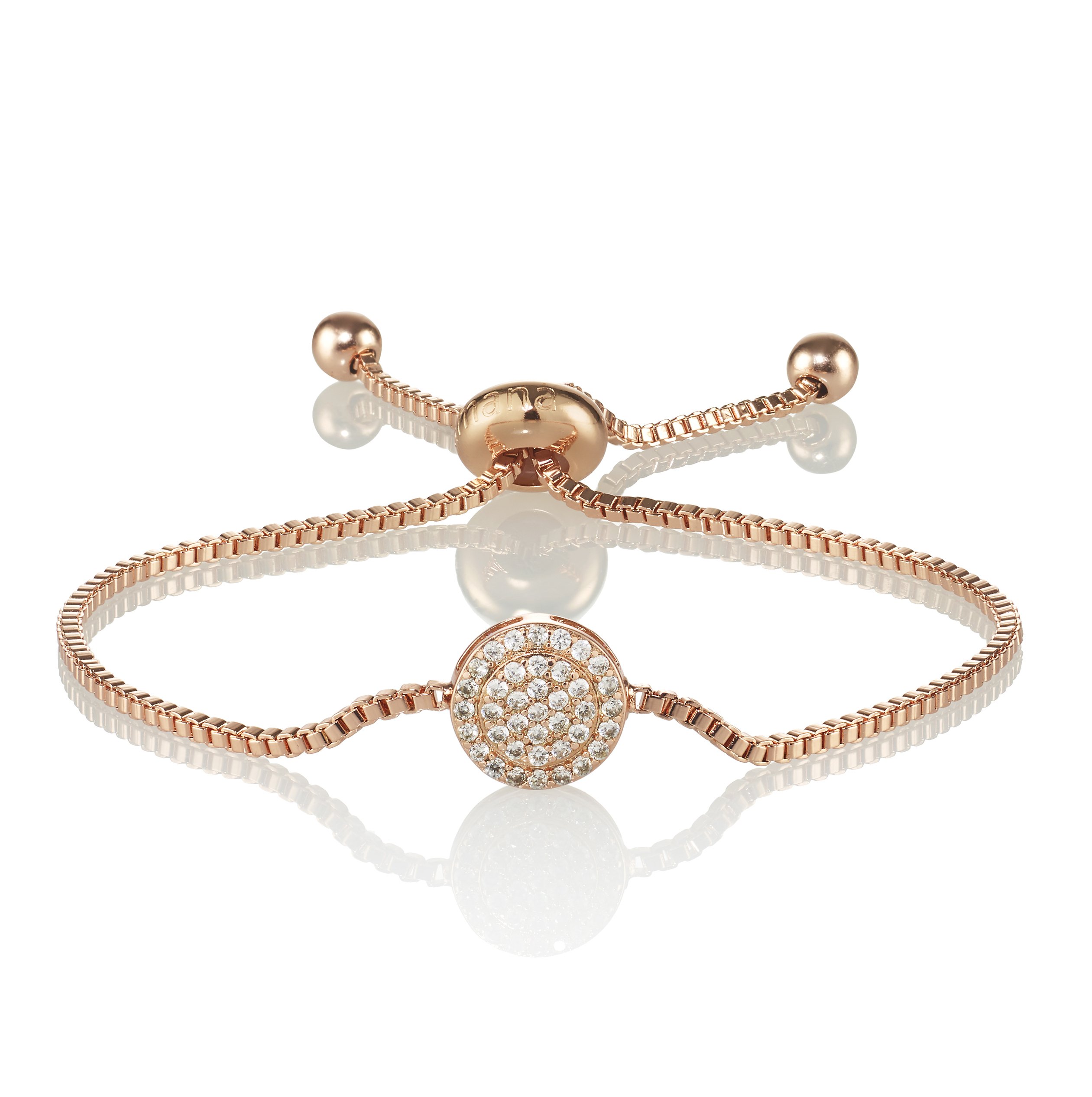 Namana Rose Gold Disc Chain Bracelet with Cubic Zirconia. 18ct Gold Plated Base Metal — image 1