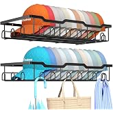 Nicetree Hat Racks for Base ball Caps Wall - Metal Hat Organizer for 48 Baseball Caps Holder, 2 Pack Baseball Hat Storage Organizer for Closet, Bedroom, Living Room