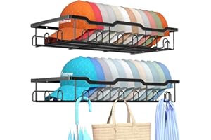 Nicetree Hat Racks for Baseball Caps Wall - Metal Hat Organizer for 48 Baseball Caps Holder, 2 Pack Hat Storage Organizer for Closet, Bedroom, Living Room