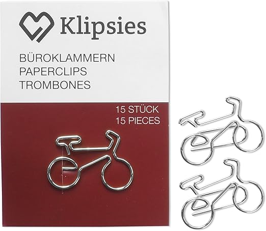 Klipsies Fahrrad Design Wahlbar 15 Deko Buroklammern Motiv Heftklammern 1x15 Stuck Silber Amazon De Kuche Haushalt