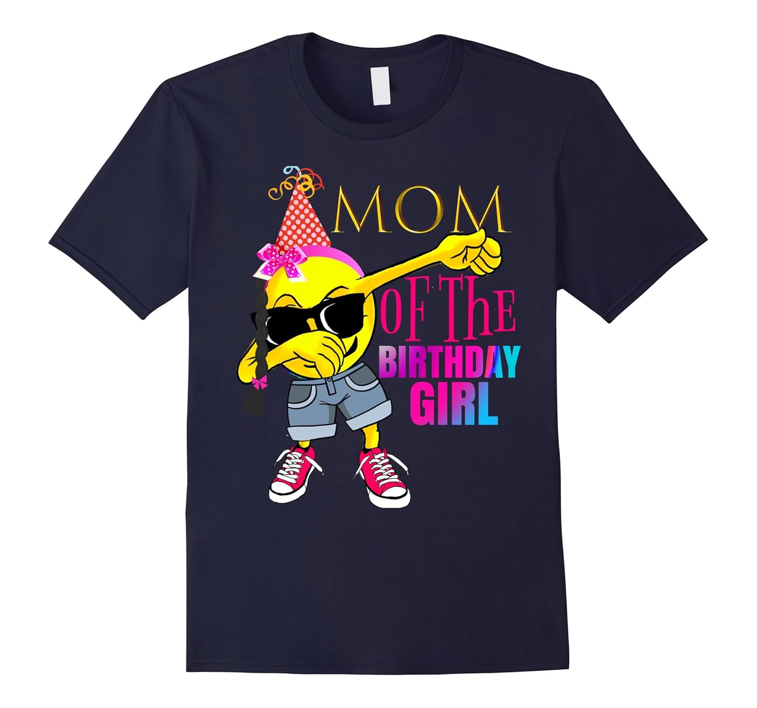 Dancing DABBING Emoji MOM of Birthday Girl Party Shirt-Rose