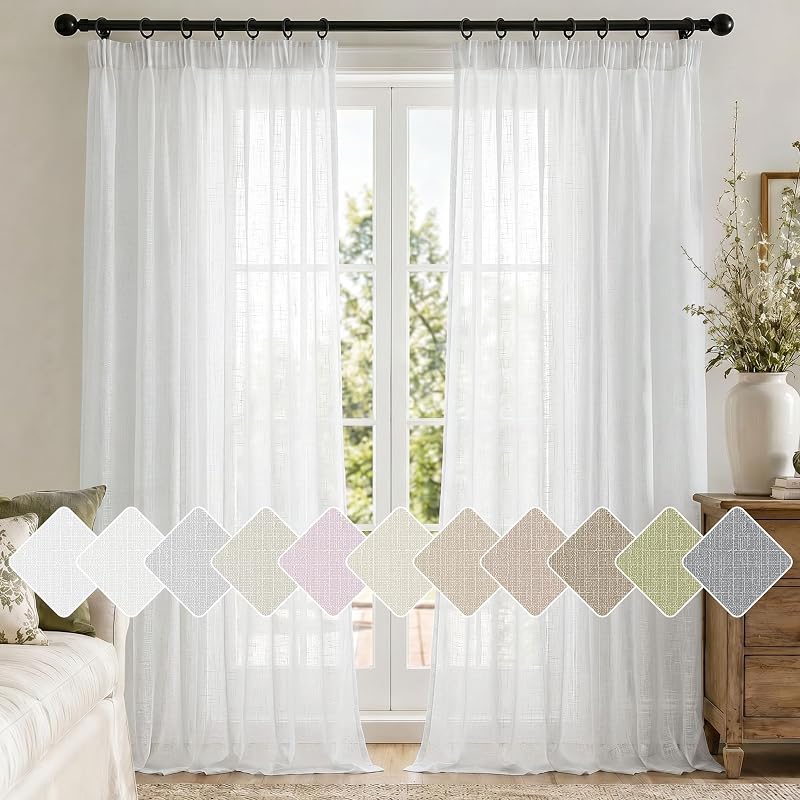 Tende per Interni in Voile Effetto Lino, 2 Pannelli, 140x245 cm