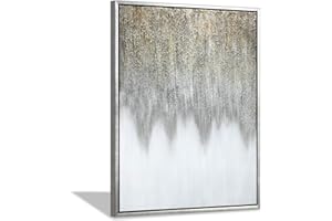 HARDY GALLERY Hand Painted Abstract Wall Art: Gray Embellished Hand-Painted Textured Painting Framed Art for Living Room (30” x 40” x 1 Panel)