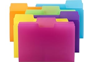 Smead SuperTab Poly Plastic File Folders for Documents, Set of 18 Plastic Folders, 1/3-Cut Tabs, File Folders Letter Size, Assorted Bright Colors, Office Supplies, School Supplies (10515)