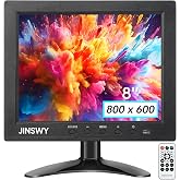 JINSWY 8" Security Monitor, 1024x600 IPS Display Small HDMI Monitor | HDMI VGA BNC AV USB Ports, Built-in Speakers &amp; Remote Control, For CCTV Surveillance, DVR, PC, Raspberry Pi