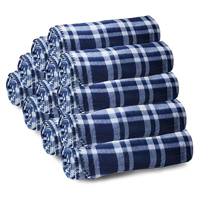 Buy 12 Pack Of Bulk Soft Fleece Blankets 50 X 60 Cozy Warm Throw Blanket Sofa Travel Outdoor Wholesale 50 X 60 12 Navy Plaid Online In Italy B08z34bt8p