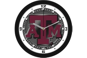 SunTime Texas A&M Aggies Wall Clock, Printed Carbon Fiber Team Art, Silent Non-Ticking Quartz Movement, 11.5"
