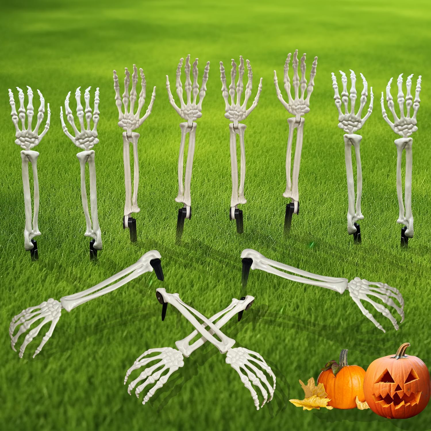 Decorative Garden Stakes - Halloween Zombie Arm Stakes,Realistic Skeleton Stakes Halloween Decorations for Lawn Stakes Garden Halloween Skeleton Decoration (12PCS)