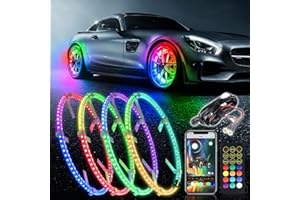 Beatto Double Side 15.5 inch Dancing Color Wheel Ring Light Kit w/Turn Signal and Braking Functionand Can Controlled by Remote and app Simultaneously with Lock Function