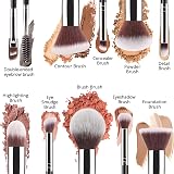 BEAKEY 12 Pcs Makeup Brush Set with 2 Sponges Premium Synthetic Kabuki view 2