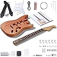 Leo Jaymz DIY ST Style Electric Guitar Kits with Mahogany Body and Maple Neck - Sail Shaped Headstock - Laurel Wood Fingerboard and All Components Included (ST LJ Headstock)