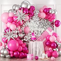 Amazon.com: Pink and Silver Balloon Arch Kit, 120PCS Pastel Pink ...