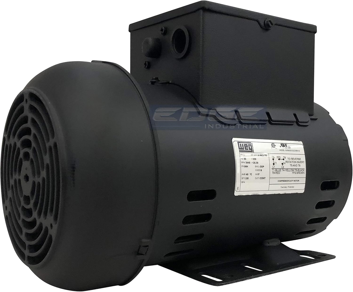 New 5HP Electric Motor for air Compressor 56 Frame 3440 RPM 5/8" Shaft 20.3 AMP 230 Volt - - 