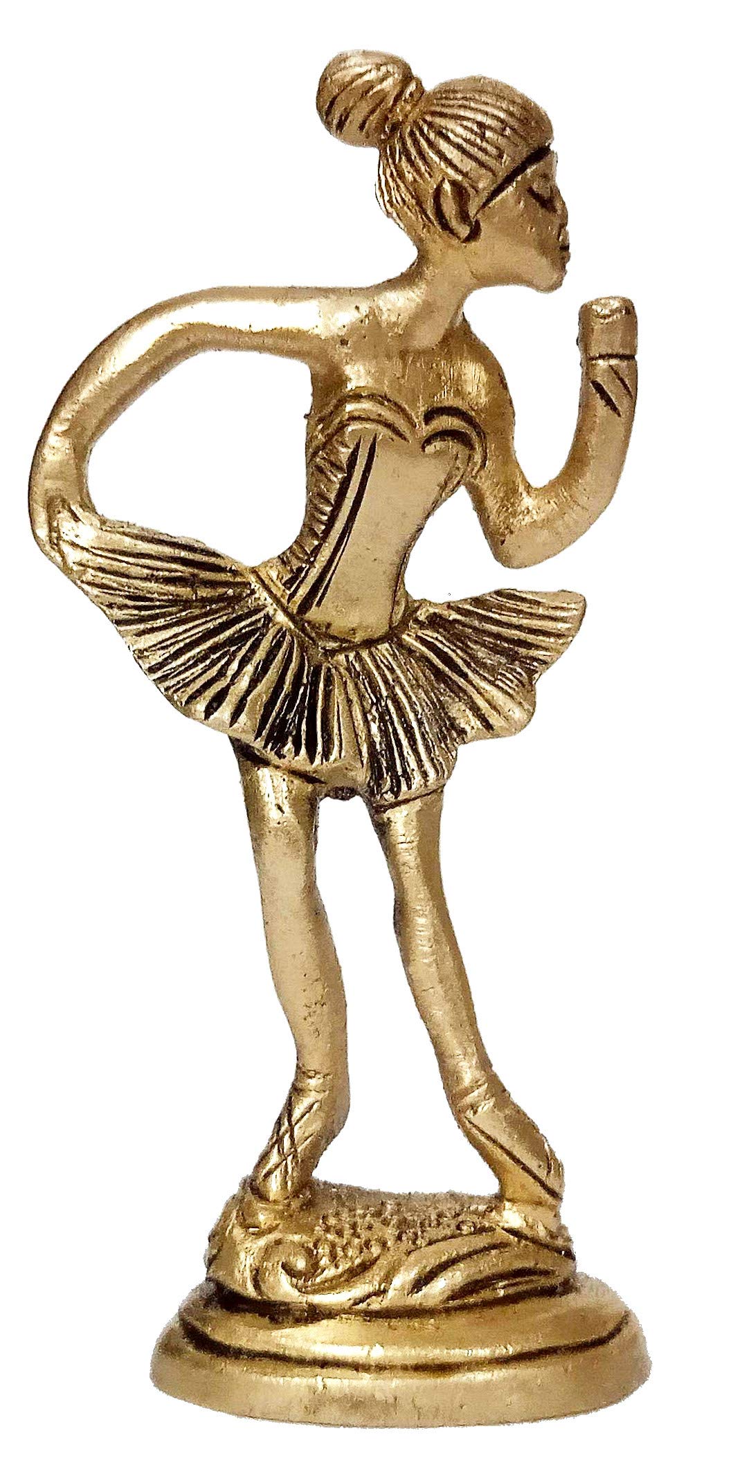 Purpledip Brass Statue Ballet Dancing Girl: Ballerina In Dance Pose (12264A)