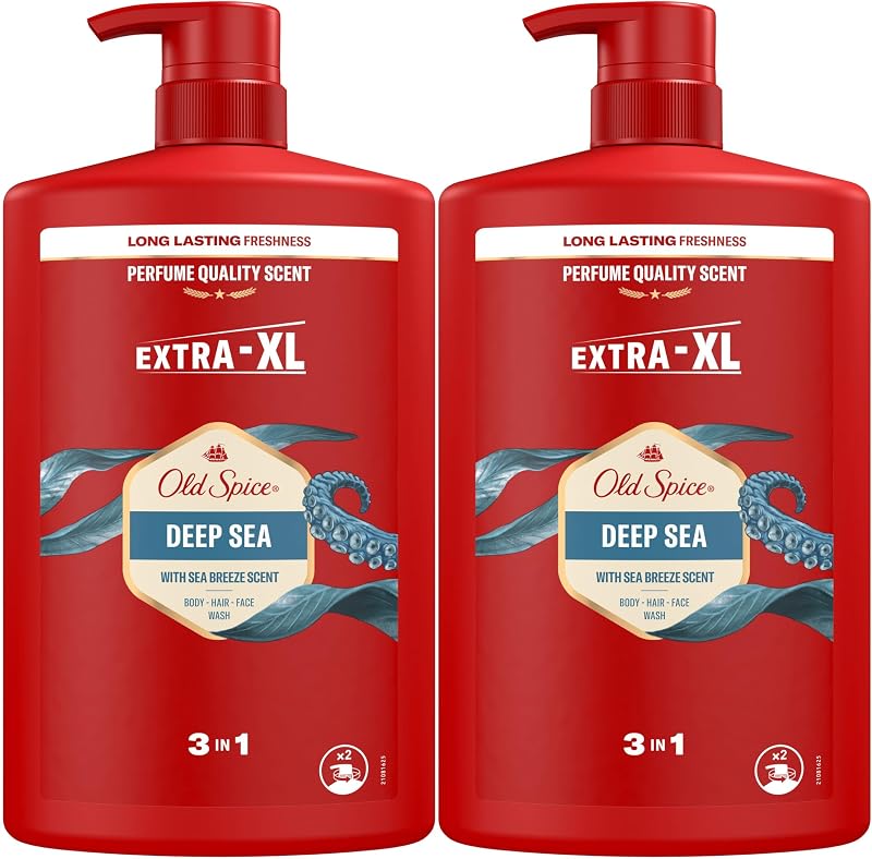 Deep Sea Gel De Ducha Y Champú Para Hombres 2x1000ml, Gel Para Cara, Cuerpo Y Pelo 3 En 1 Multiusos, Frescura Duradera, Fragancia Excepcional, Limpieza Profunda — foto 1 de 8
