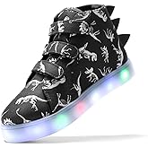 FabKids Girls Boys Light Up Shoes Fashion High Top Sneakers Cute Print Footwear for Toddler Little Kid Big Kid