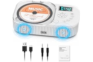 AFU 2000mAh CD Player Portable with Bluetooth, CD Boombox Portable for Home/Car with Remote Control, Dual Speaker,Rechargeable CD Player with FM Radio, Anti Skip,Support AUX/USB, Headphone Jack