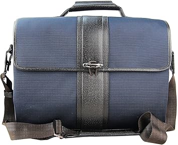 navy blue leather briefcase