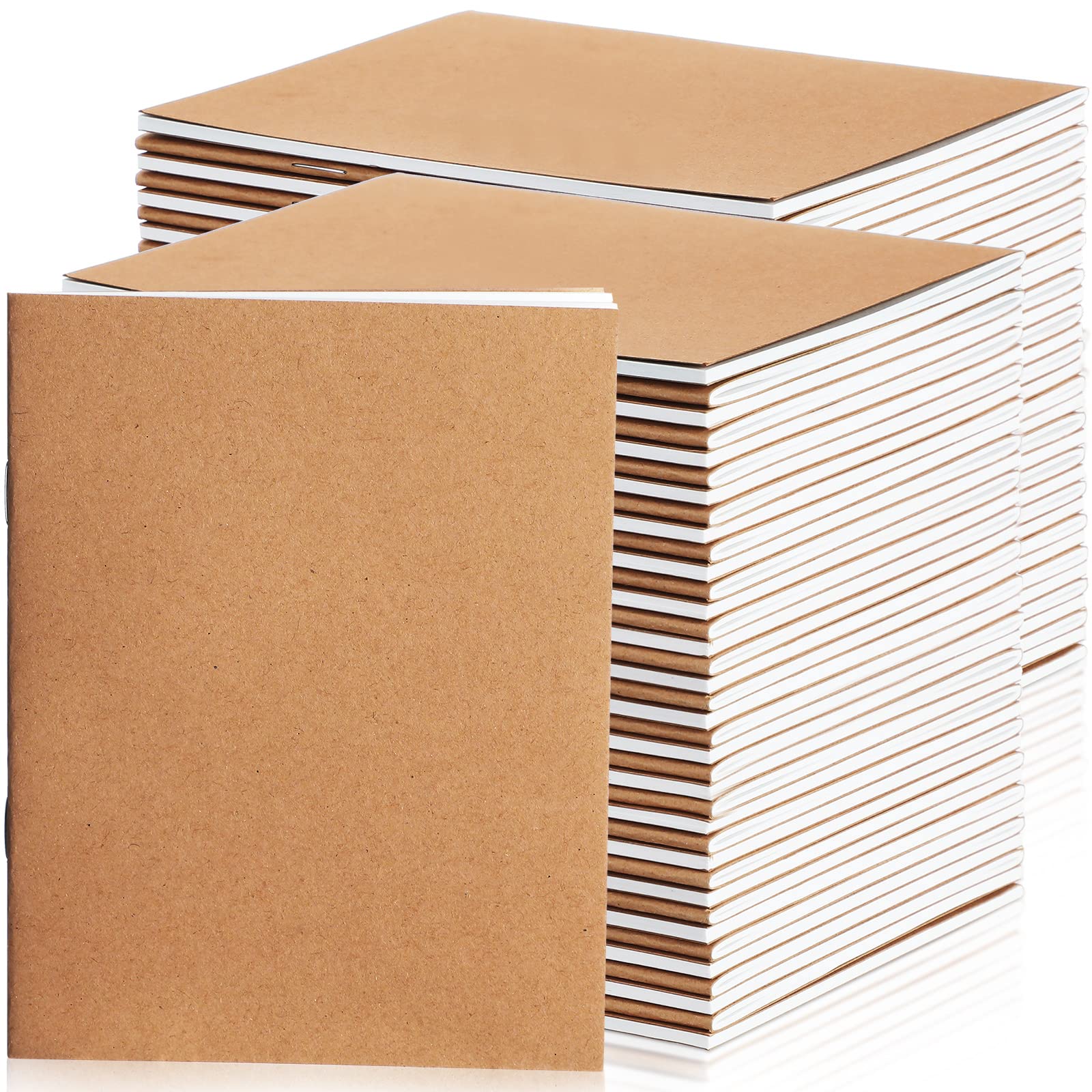 Photo 1 of Epakh 100 Pack Mini Kraft Paper Notebook Bulk Small Blank Notebook Mini Unlined Pocket Journal Sketchbooks for Students School Writing, 48 Pages, 24 Sheets, 4.25 x 5.5 Inch (Brown)