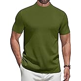 COOFANDY Men's Mock Turtleneck Sweater Short Sleeve Casual Knitted T-Shirts Thermal Tops Solid Basic Tee
