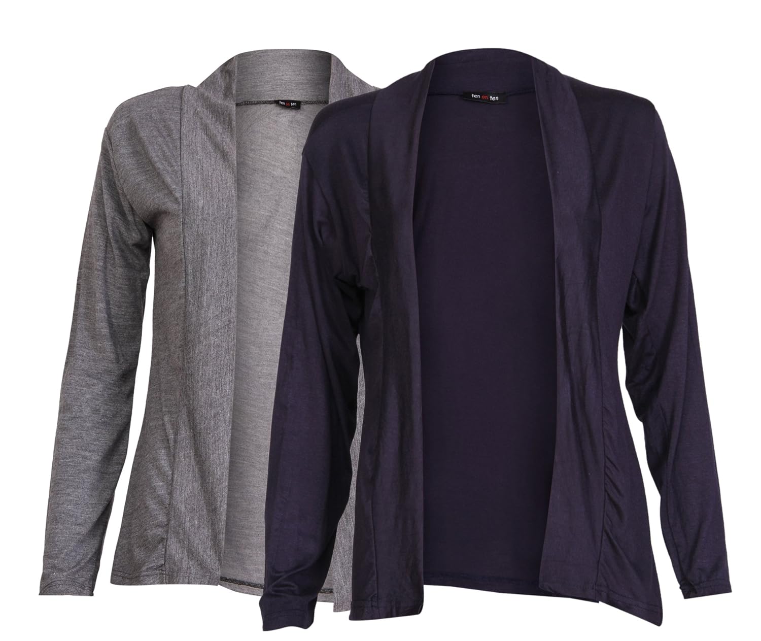 ten on ten women's cotton pair of carbon grey/ navy blue long shrug (nj-cgrynblu_carbon grey/ navy blue)