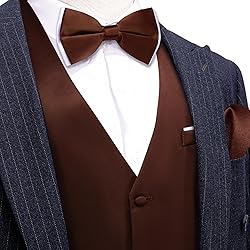 Barry.Wang Mens Dark Brown Formal Suit Vest V-neck