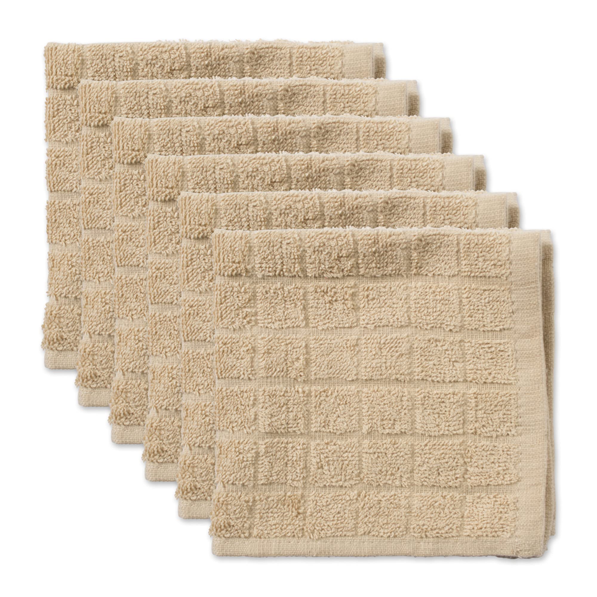 DII Solid Windowpane Dishcloth Set, Cotton, Pebble, 12x12 — image 1
