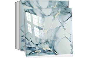 SHOWCOLOUR 20 Sheets Peel and Stick Backsplash Marble Look 12"X12" Self Adhesive Wall Tile Back Splashes for Kitchen Bathroom Colorful Tiles (20, Golden Flowers)