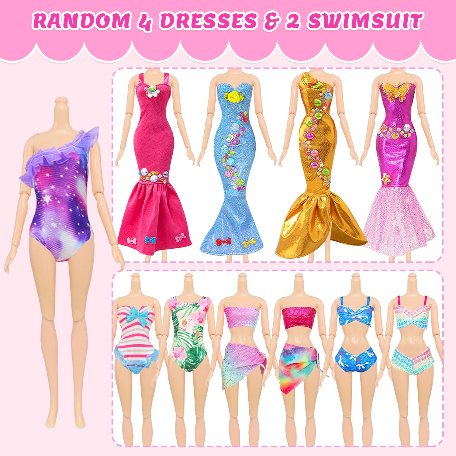 87 Pcs Doll Clothes and Accessories Gift Box Package,5 Wedding Gowns 4 Evening Dresses 8 Fashion Dresses 3 Set Casual Outfit, 2 Swimsuit,30 Hanger 20 Shoes 10 Accessories for Girls 3-10 years old Gift