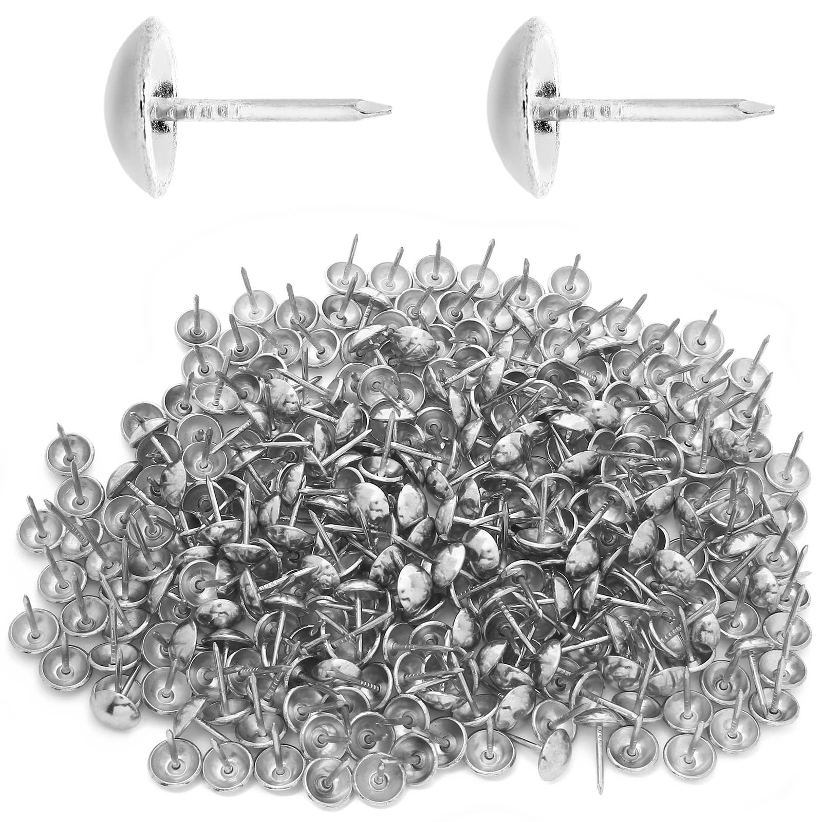 Photo 1 of Jiozermi 300 Pcs Silver Upholstery Tacks, 0.43'' Round Head Diameter Upholstery Nails Furniture Nails Sofa Decorative Nail Push Pins for Furniture and DIY Decorative