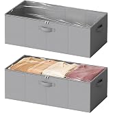 SpaceAid 2 Pack 10" High Under Bed Storage Containers, Large Underbed Storage Organizer Bins with Lids for Bedroom, Dorm, Clothes, Closet Organization, Bed Sheets and Blankets (Gray)