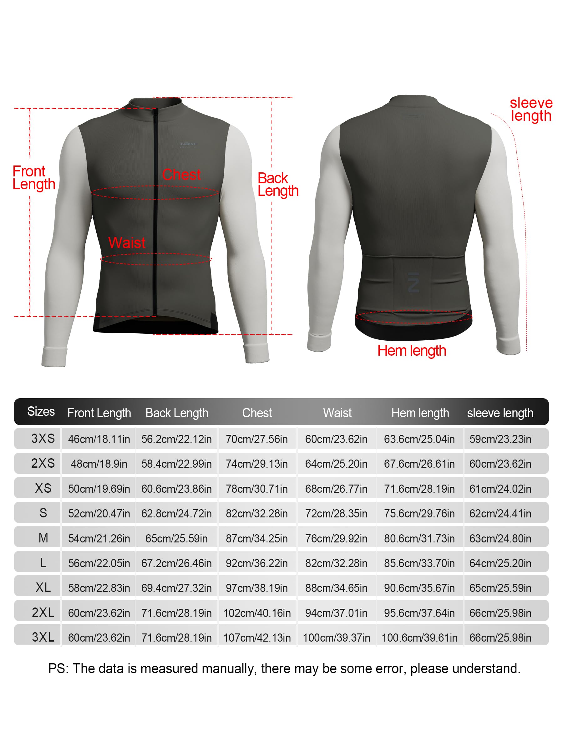 INBIKE Radtrikot Herren Langarm Winter Warm Fahrradtrikot MTB Trikot Thermo Herbst Fleece Funktionsshirt Elastisch für Radsport Outdoor Sport Grün/Weiß L 7
