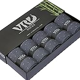 VRD Mens Dress Socks, Bamboo Rayon 5-Pack, Grey Crew Length Mid-Calf Socks for Men Shoe Size 8-13
