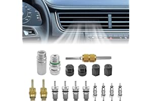 Pleoos Air Conditioning Valve Core Kit for R12 or R134a | Teflon Seal Refrigeration A/C Air Conditioning Service Valve Car & HVAC AC Charging Port Seal Caps Kit (A/C System Cap & Valve Seal Kits)