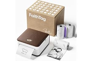 FaithTag Gifts Mini Sticker Printer for Women, Men & Kids, 300DPI Sticker Maker for Handwritten Journals. Creativity. Study. 