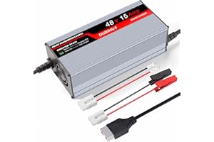 DUBIHU 58.4V 15A LifePo4 Lithium Battery Charger for Golf Cart, RV, 48V Motor,Anderson Plug, Includes Anderson Plug to M8 Ring Terminal Cable and Anderson Plug to Alligator Clip Cable