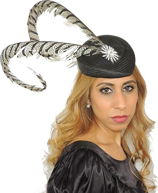 black and ivory wedding hats