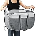 Collapsible Laundry Baskets, Foldable Mesh Clothes Hamper with Reinforced Handles, Durable Pop Up Hampers for Laundry, Tear P