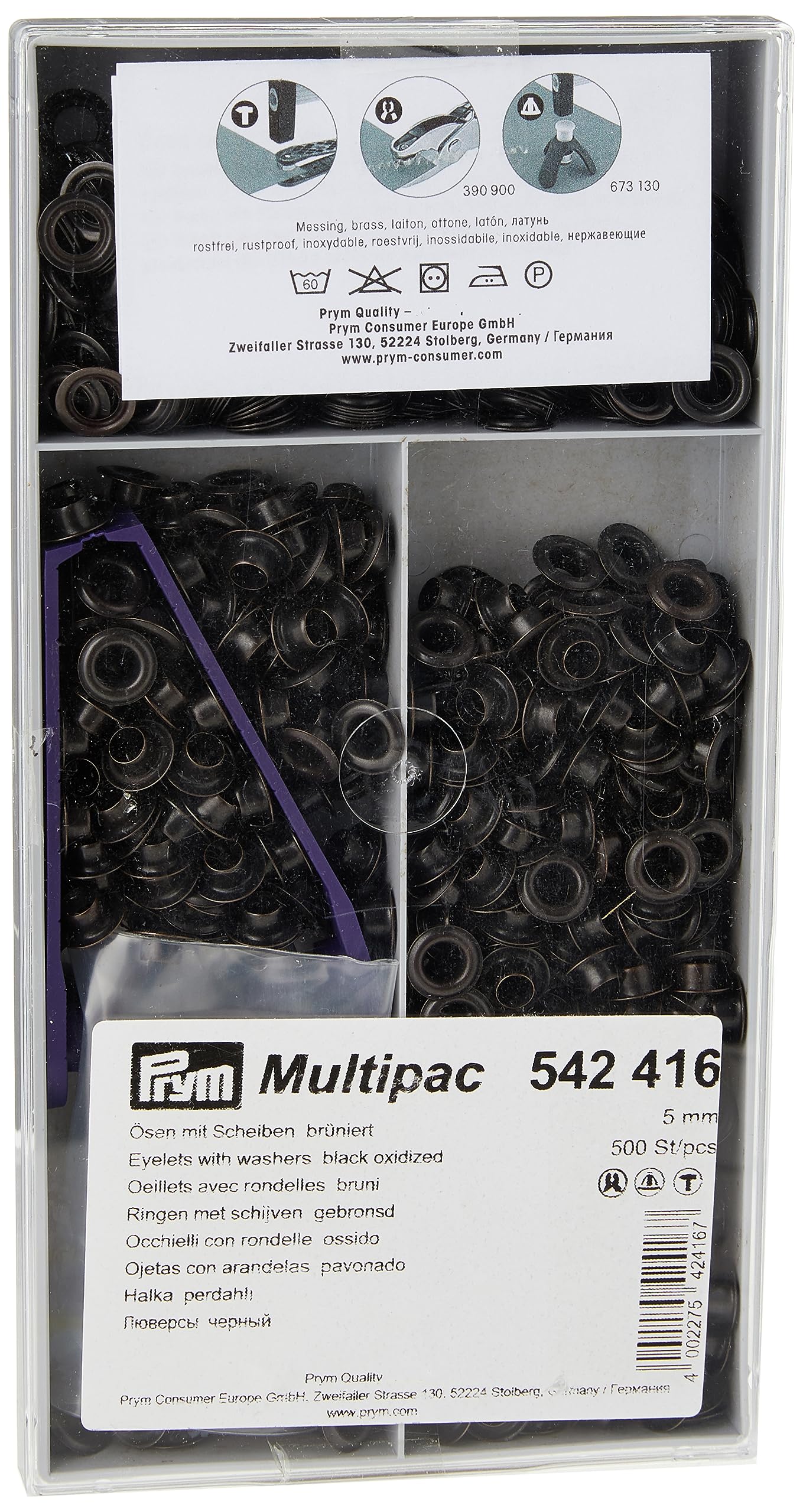 Prym Eyelets and washers, 5.0mm Black oxydized, 5mm, PRYM_542416-1