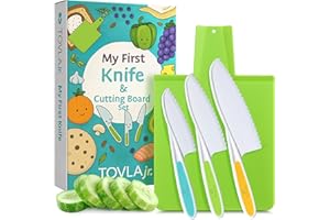 TOVLA JR. Toddler Montessori Kitchen Knife and Cutting Board Set – Safe, Kid-Sized Tools for Real Cooking – Ages 3+ Life Skills and Hands-On Prep